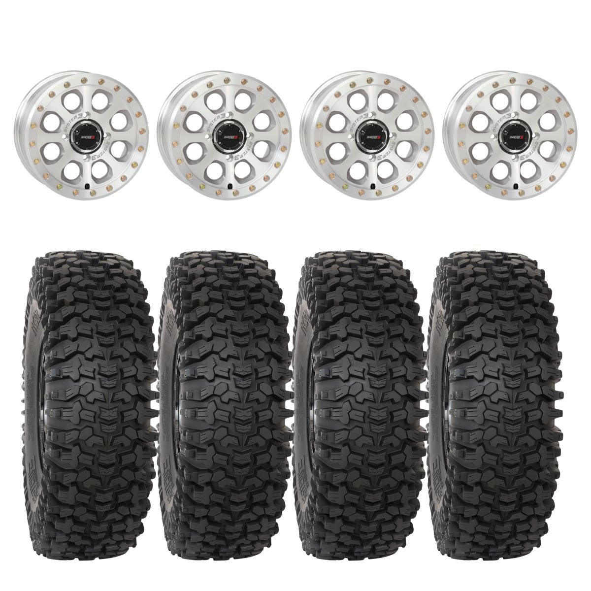 System 3 Machined SB-7 Beadlock & System 3 RC500 10 Ply Rock Crawler Wheel & Tire Kit