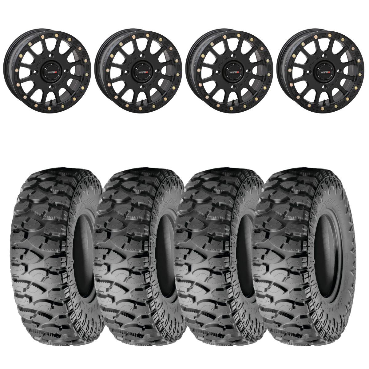 System 3 Matte Black SB-5 Beadlock & Atturo Trail Blade Boss Wheel & Tire Kit