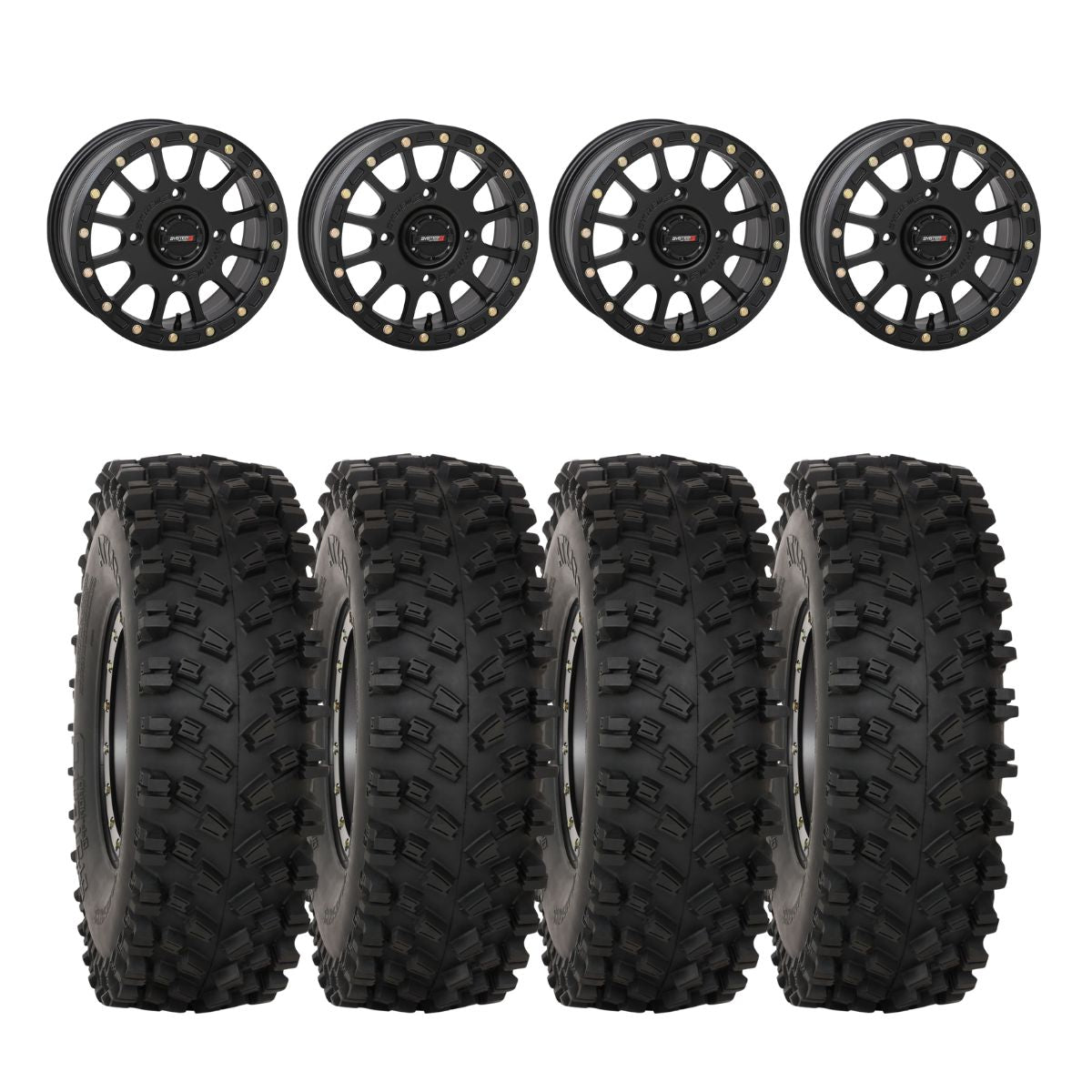 System 3 Matte Black SB-5 Beadlock & System 3 ATX470 All Terrain Xtreme Wheel & Tire Kit