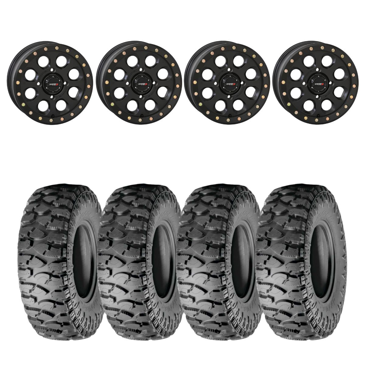 System 3 Matte Black SB-7 Beadlock & Atturo Trail Blade Boss Wheel & Tire Kit