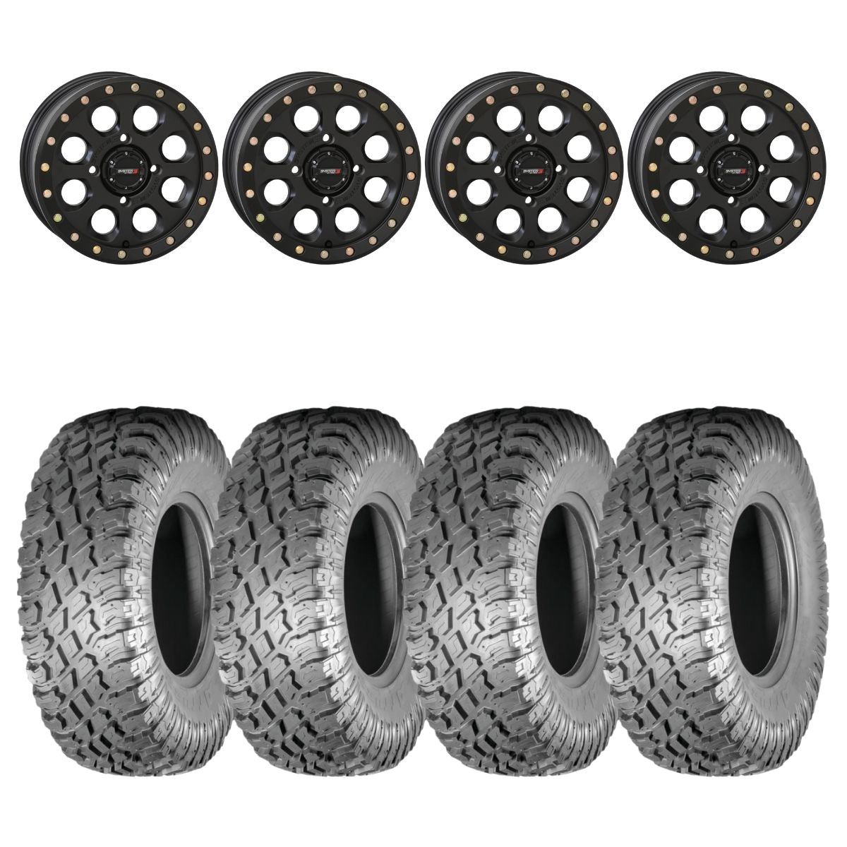 System 3 Matte Black SB-7 Beadlock & Atturo Trail Blade X/T Wheel & Tire Kit