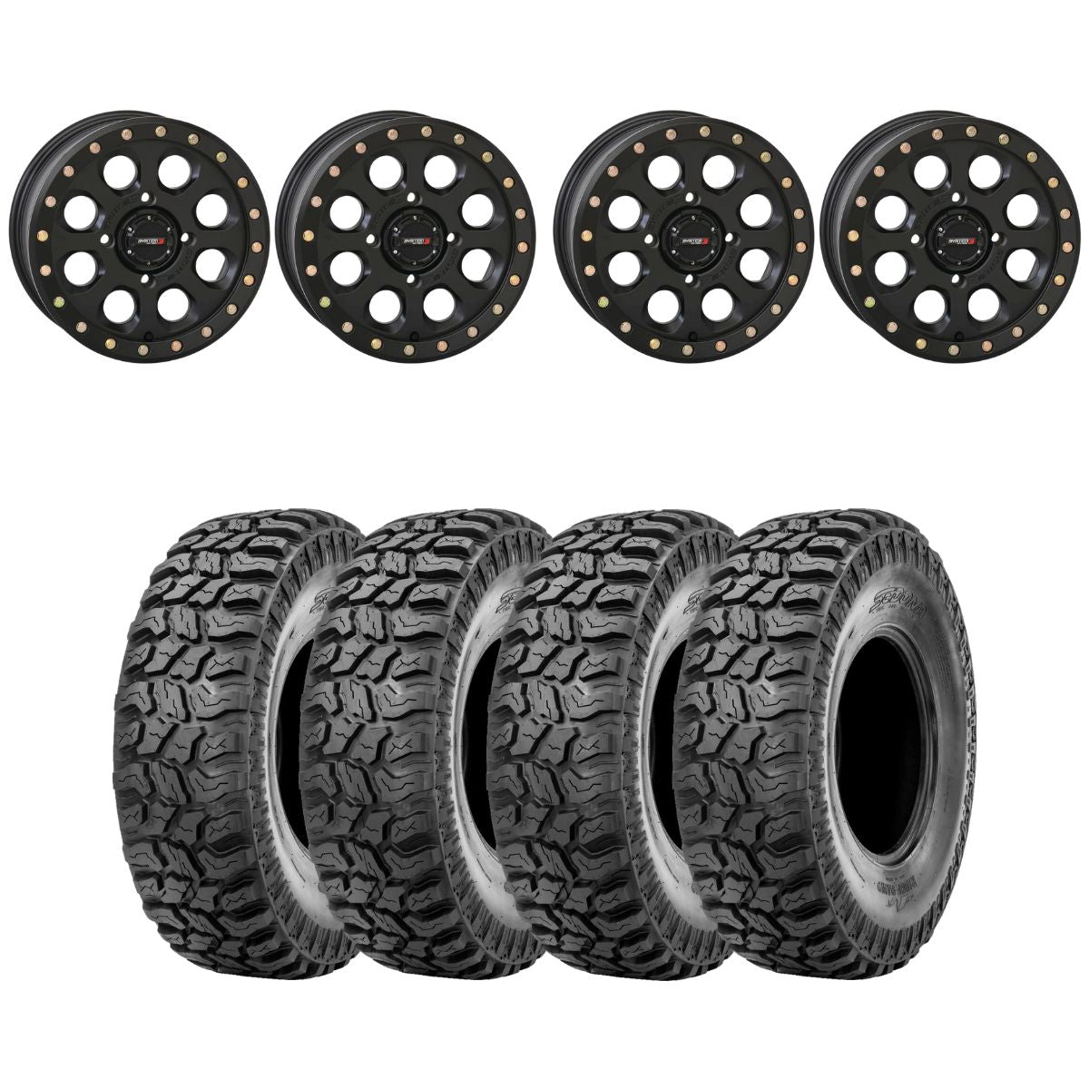 System 3 Matte Black SB-7 Beadlock & Sedona Ridge Saw Wheel & Tire Kit