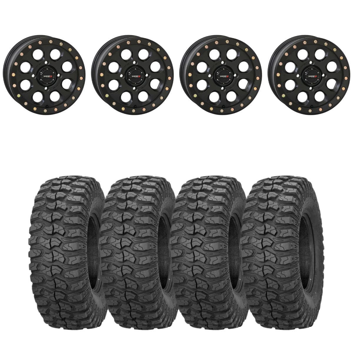 System 3 Matte Black SB-7 Beadlock & Sedona Rockabilly Wheel & Tire Kit