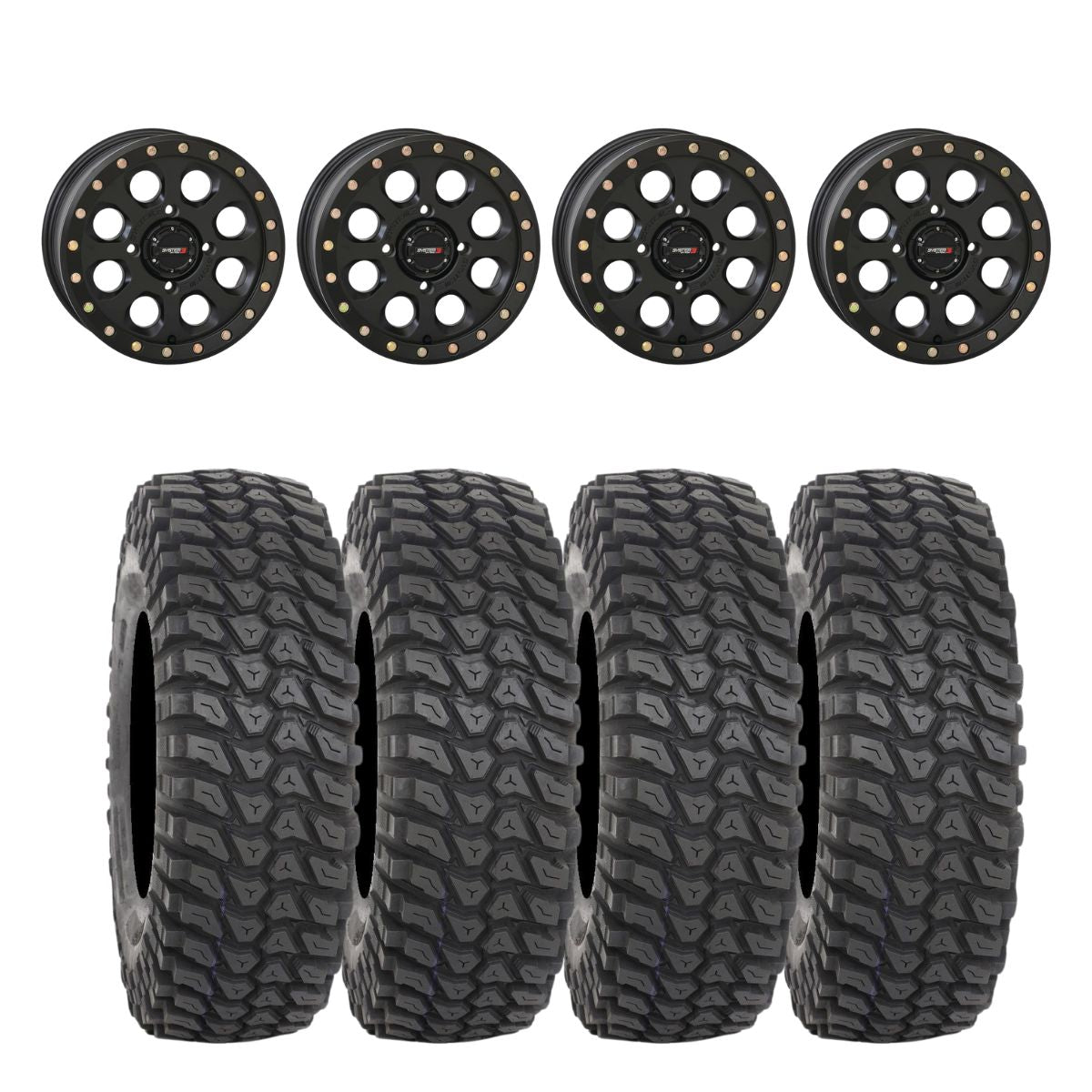 System 3 Matte Black SB-7 Beadlock & System 3 Radial XCR350 UTV Wheel & Tire Kit