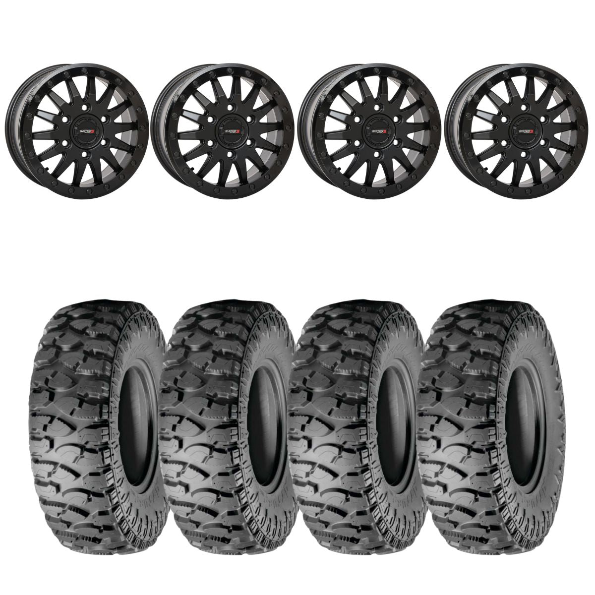 System 3 Matte Black SB-8 6-Lug Beadlock & Atturo Trail Blade Boss Wheel & Tire Kit