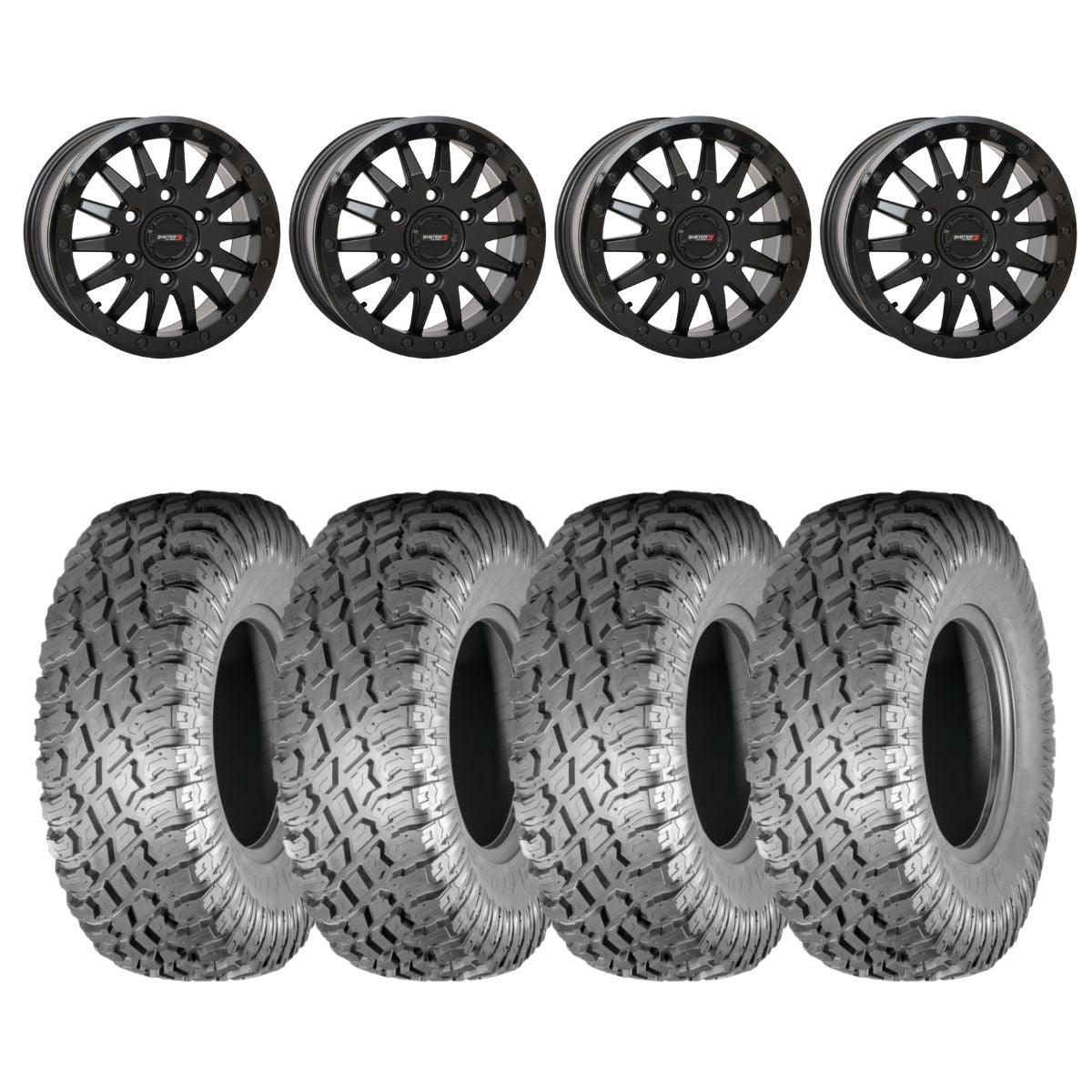 System 3 Matte Black SB-8 6-Lug Beadlock & Atturo Trail Blade X/T Wheel & Tire Kit