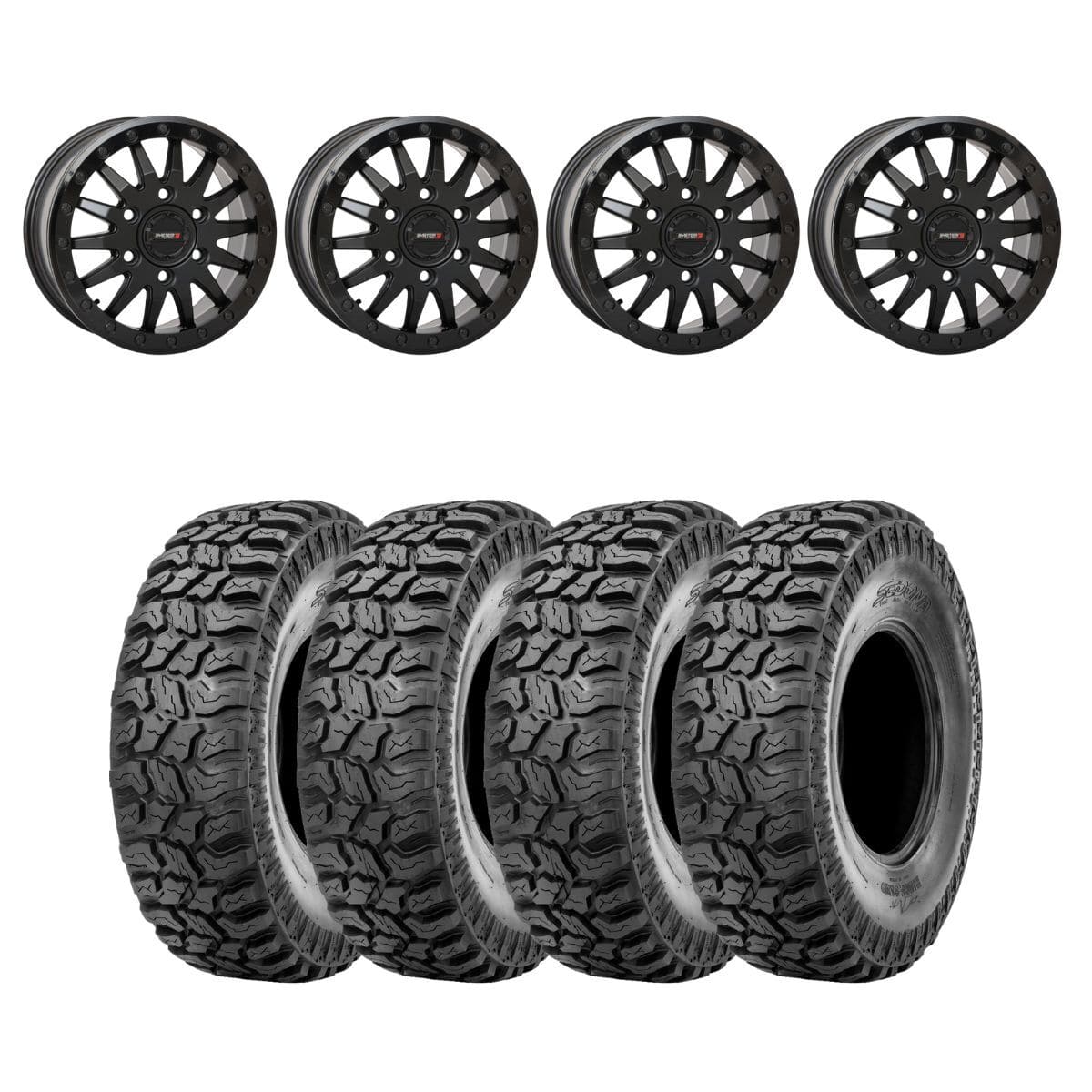 System 3 Matte Black SB-8 Beadlock & Sedona Ridge Saw Wheel & Tire Kit