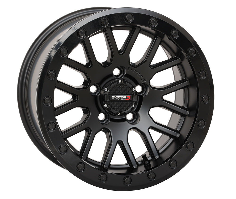 System 3 Matte Black w/Gloss Black Ring SB-9 Beadlock & Atturo Trail Blade Boss Wheel & Tire Kit