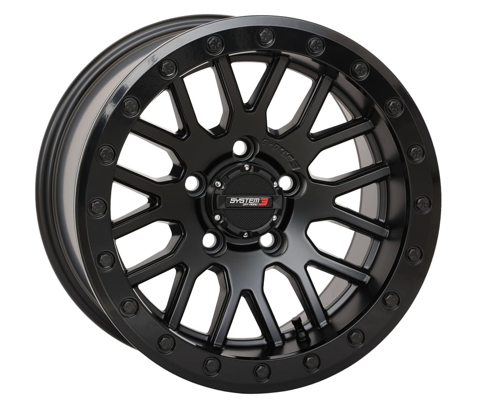 System 3 Matte Black with Gloss Black Ring SB-9 Beadlock & Maxxis Liberty Performance Off Road Wheel & Tire Kit