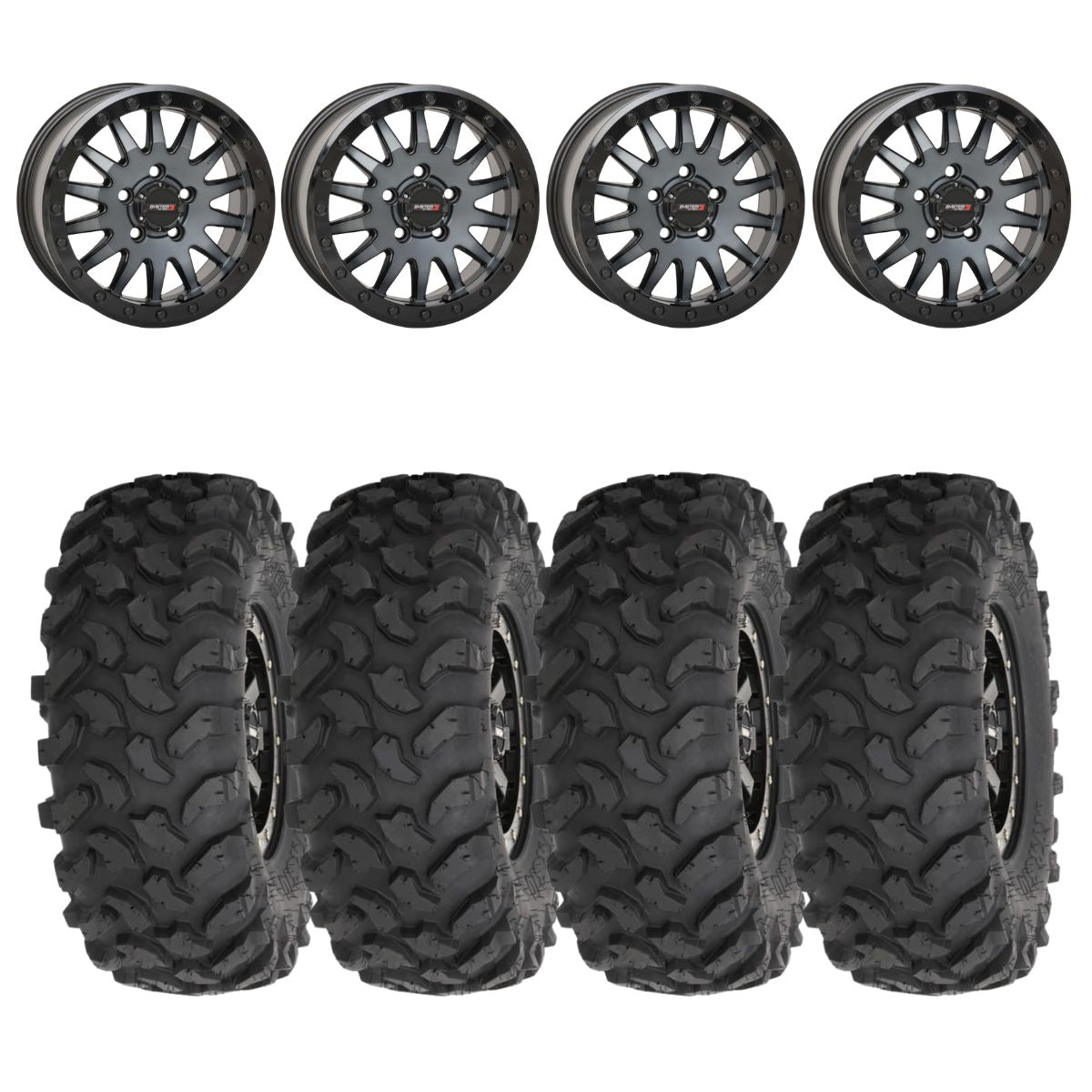 System 3 Matte Brushed Grey SB-8 Beadlock 5-Lug & System 3 Offroad XTR370 Wheel & Tire Kit