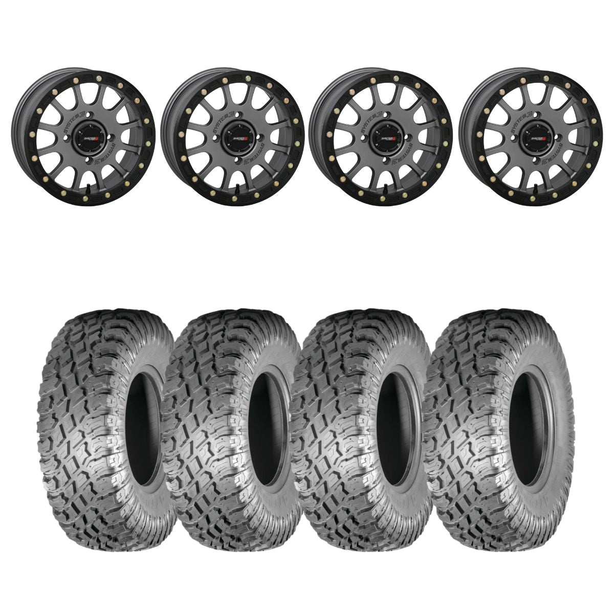 System 3 Matte Gunmetal SB-5 Beadlock & Atturo Trail Blade X/T Wheel & Tire Kit