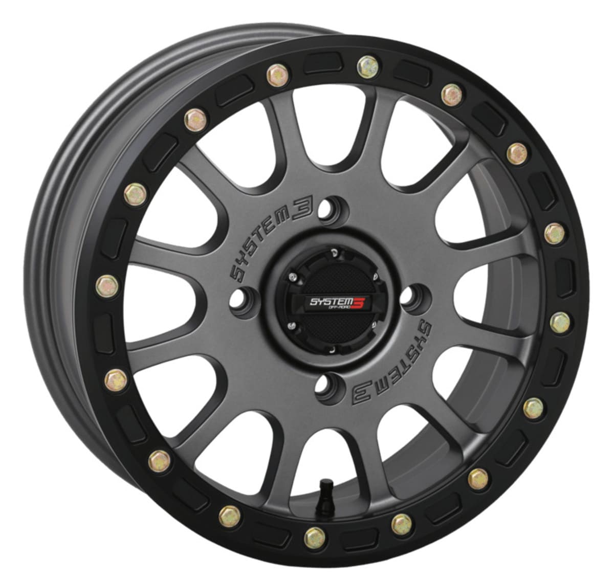System 3 Matte Gunmetal SB-5 Beadlock & Sedona Rockabilly Wheel & Tire Kit