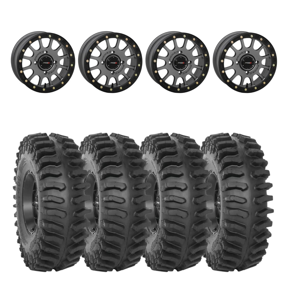 System 3 Matte Gunmetal SB-5 Beadlock & System 3 Extreme Trail Radial XT400 Wheel & Tire Kit
