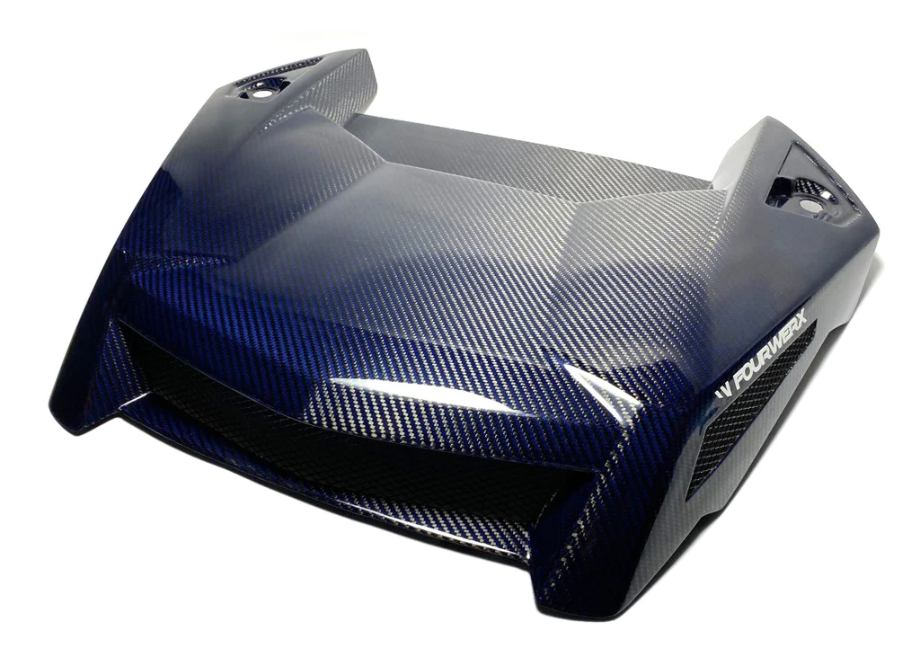 19+ POLARIS RZR / 18+ TURBO S CARBON FIBER HOOD - BLUE WEAVE