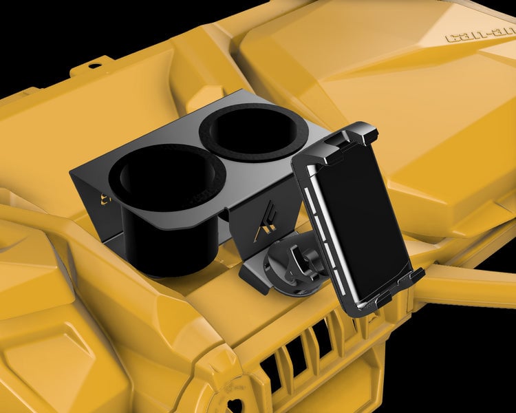 Thumper Fab Can-Am Commander Wireless Phone Charger With Integrated Cup Holder Dash Mount