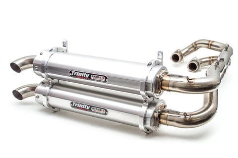 Trinity Racing Polaris RZR General 1000/ RZR 1000 S/ RZR 900 S Dual Full System Exhaust - Brushed