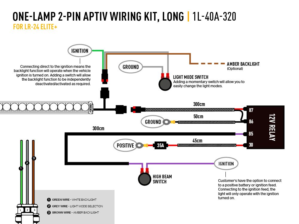 Triple R Lighting Single-Lamp Harness Kit (2-Pin, Aptiv, 12V)