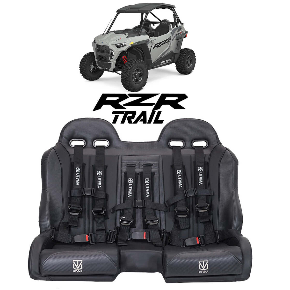 UTVMA '15-'25 Polaris RZR 900/1000 Trail Front Bench Seat w/ Harnesses