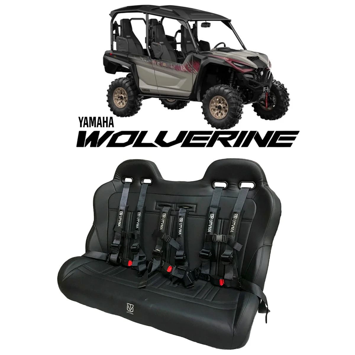 UTVMA '18-'25 Yamaha Wolverine X4 Rear Bench Seat w/ Harnesses
