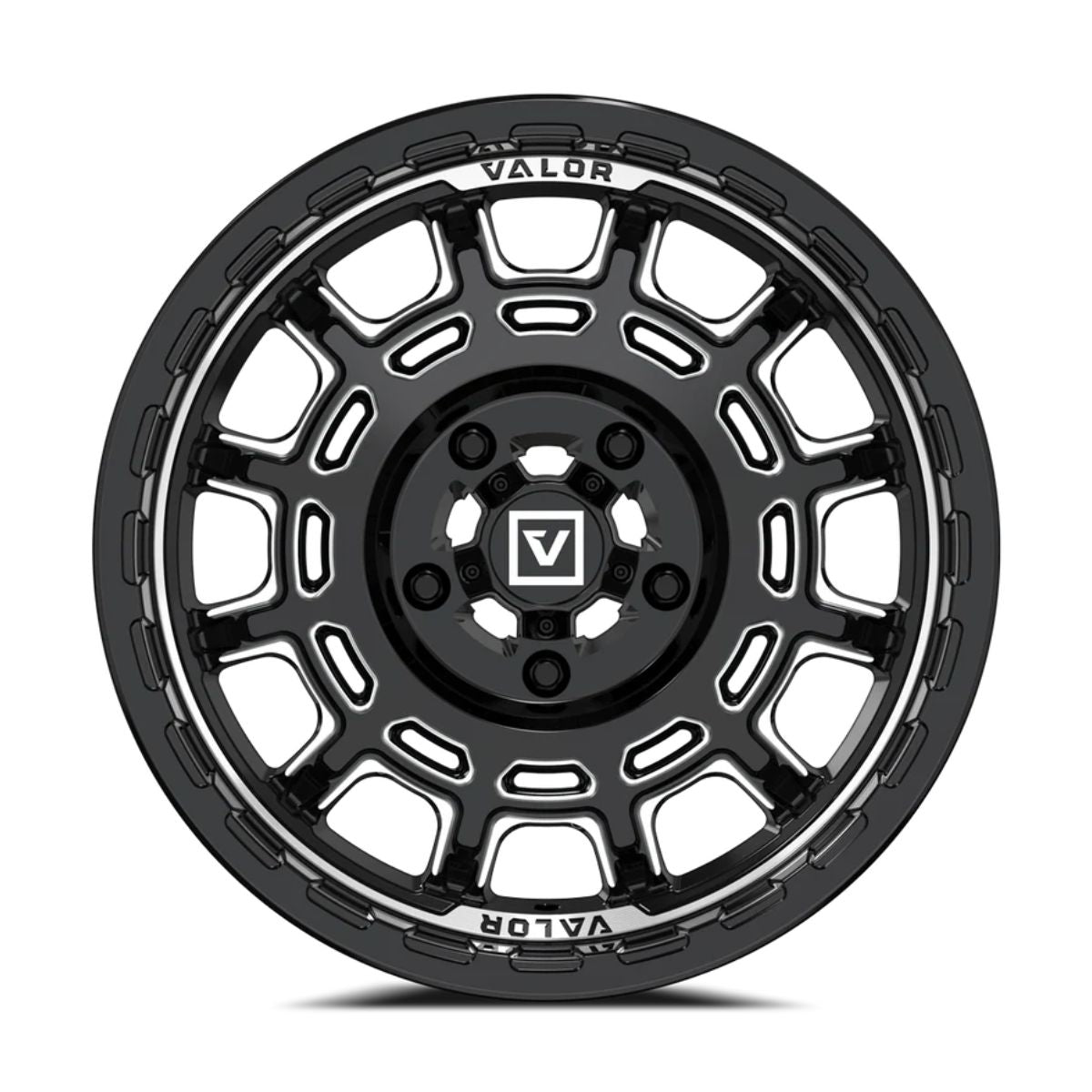 Valor Offroad V17 Beadlock UTV Wheel - Gloss Black Milled