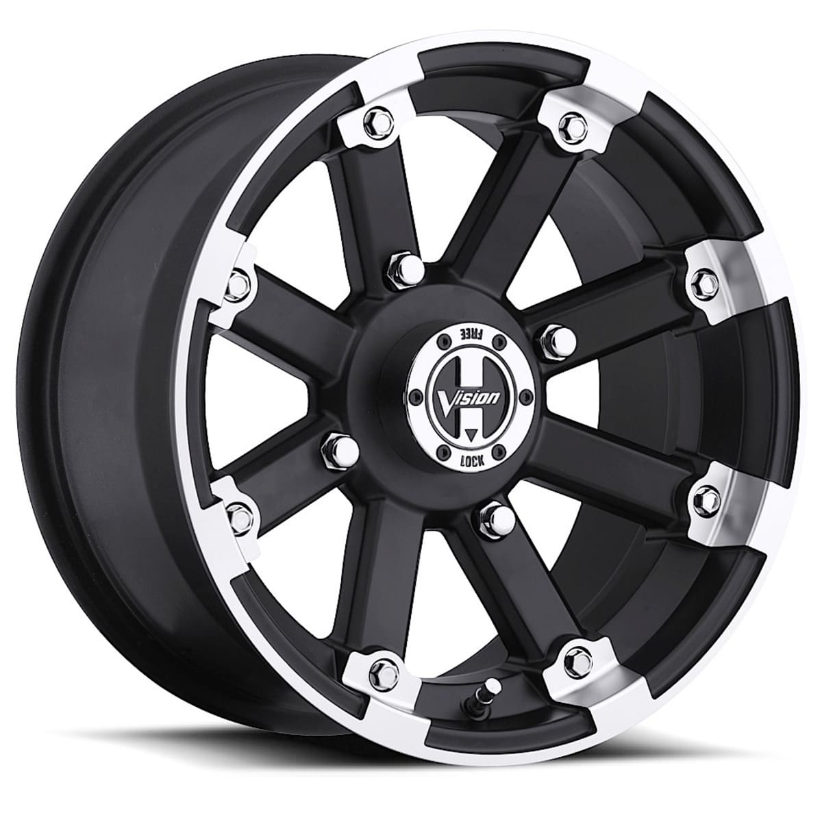 Vision Wheel 4 Lug 393 Lock Out - Matte Black Machined Lip