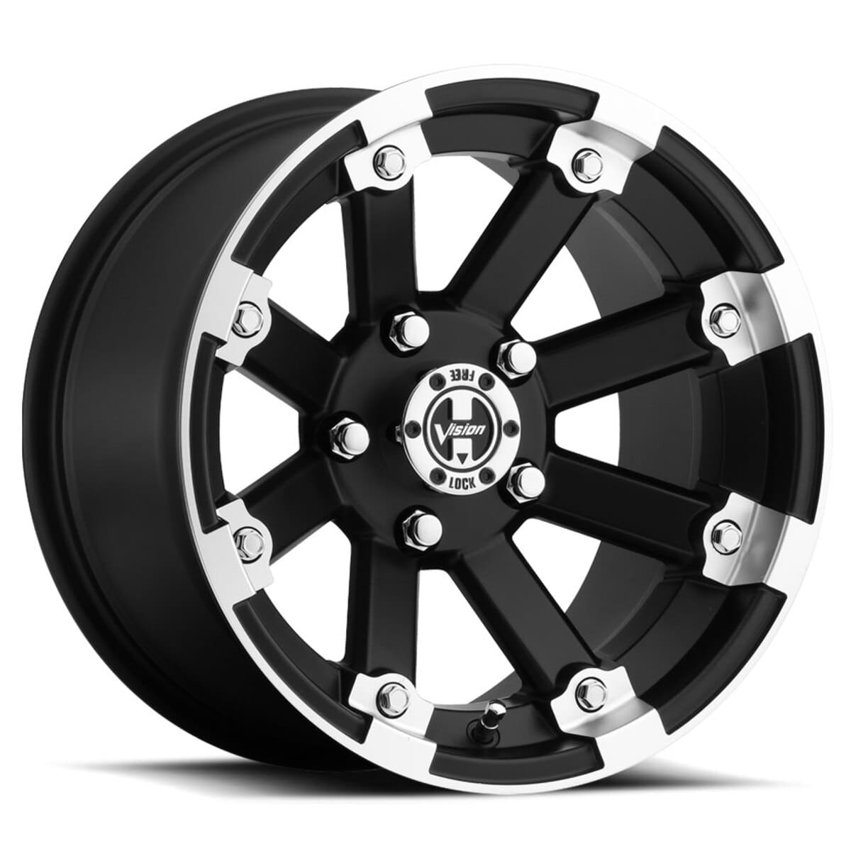 Vision Wheel 5 Lug 393 Lock Out - Matte Black Machined Lip