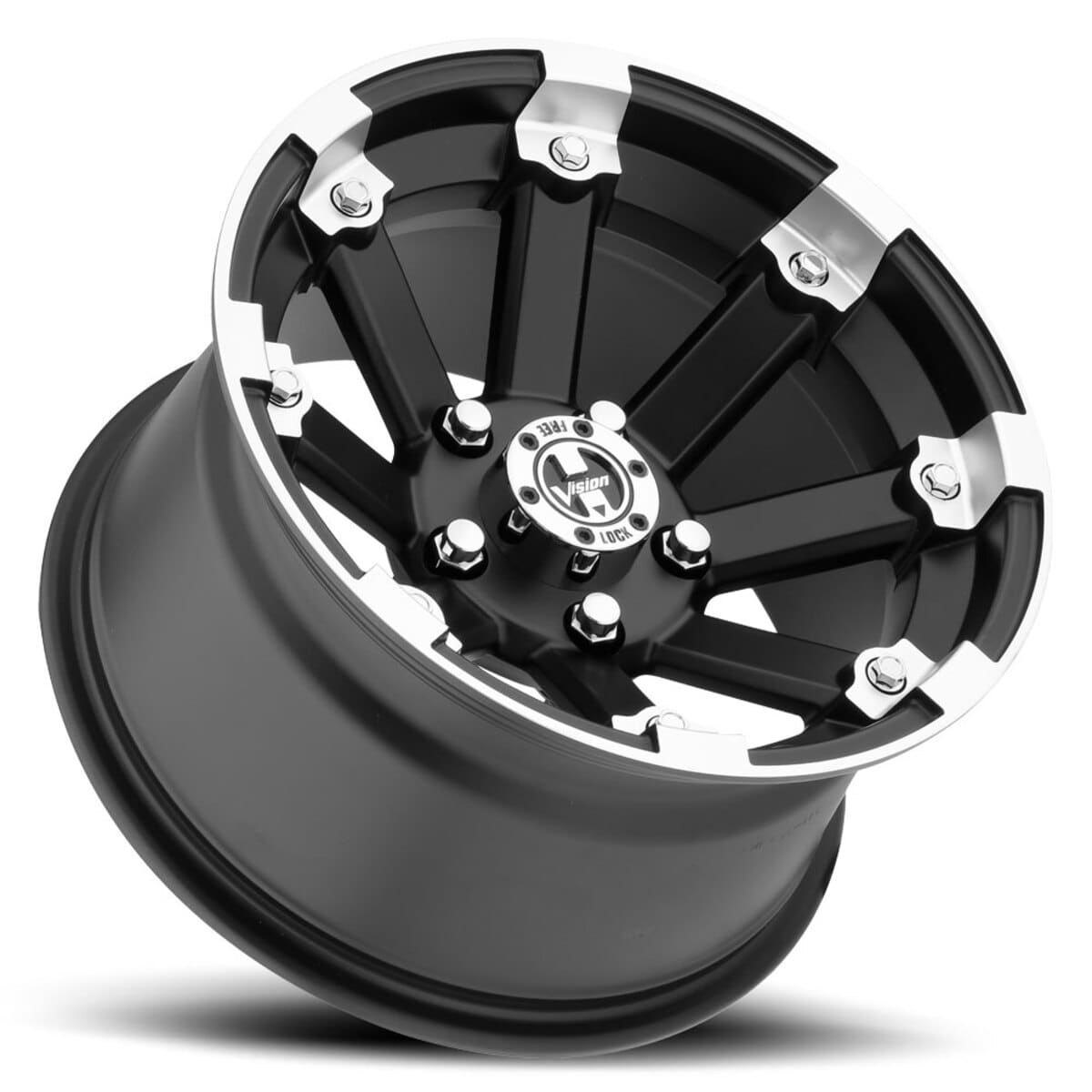Vision Wheel 5 Lug 393 Lock Out - Matte Black Machined Lip