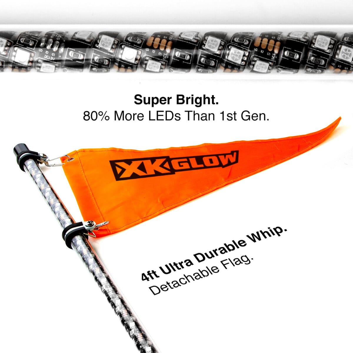 XK Glow XKchrome Smartphone App Side by Side UTV 2nd Gen LED Whip Kits