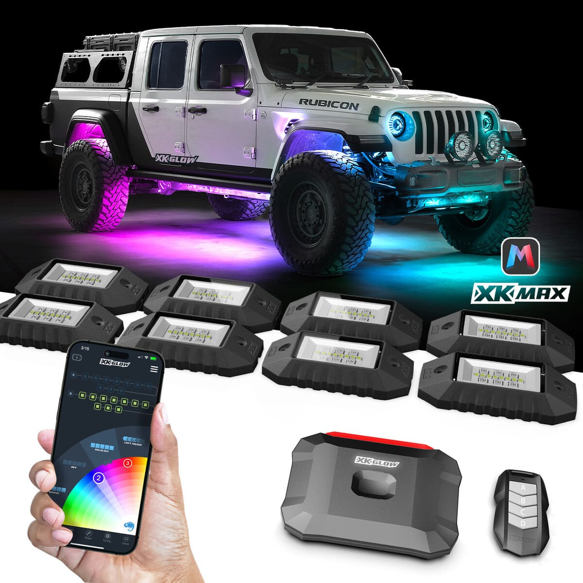 XK Glow XKmax RGBW LED Color Chasing Rock Light Kit