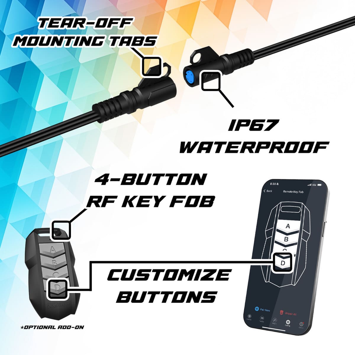 XK Glow XKmax RGBW LED Color Chasing Rock Light Kit