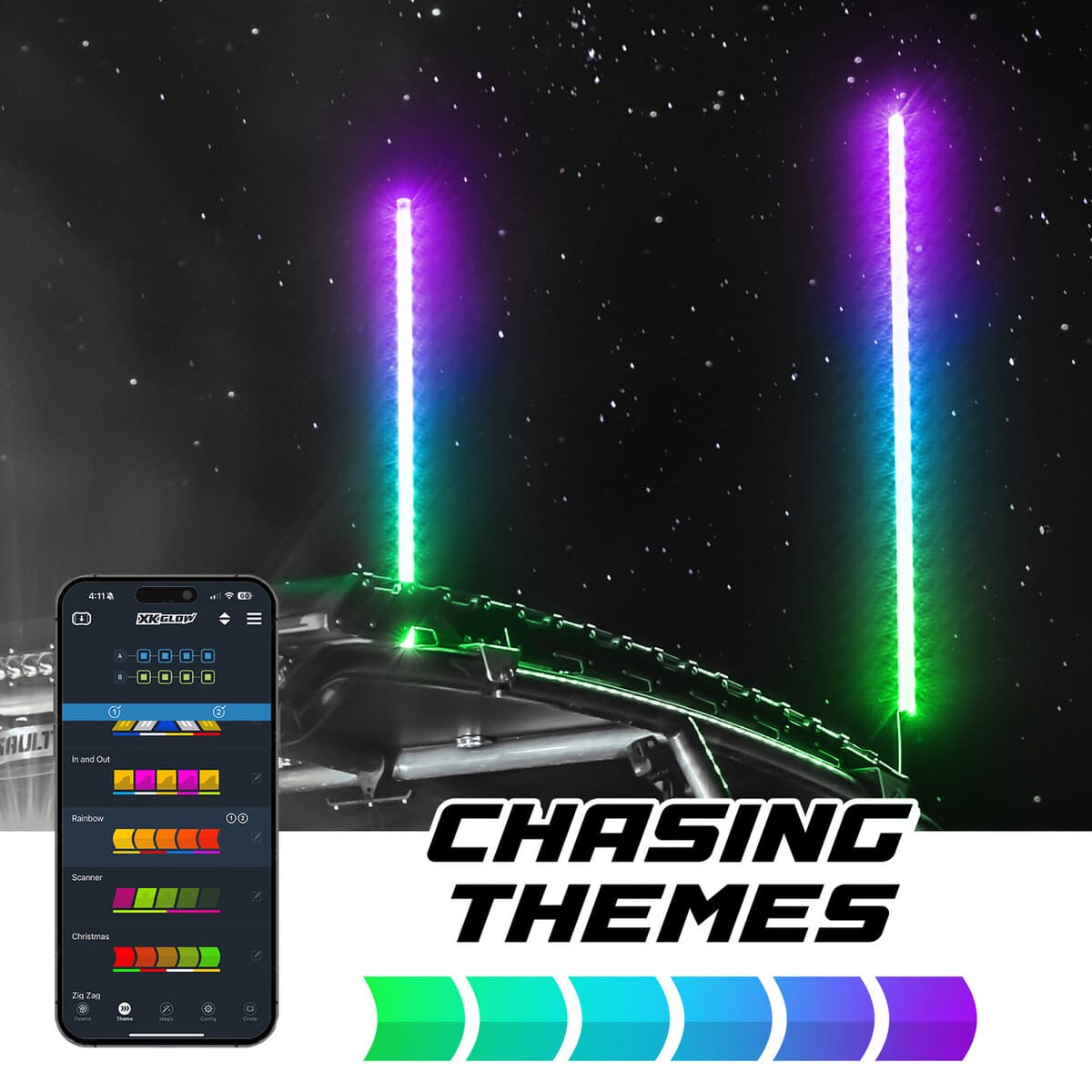 XK Glow XKmax RGBW LED Whip Lights w/ COB LED strip & app control