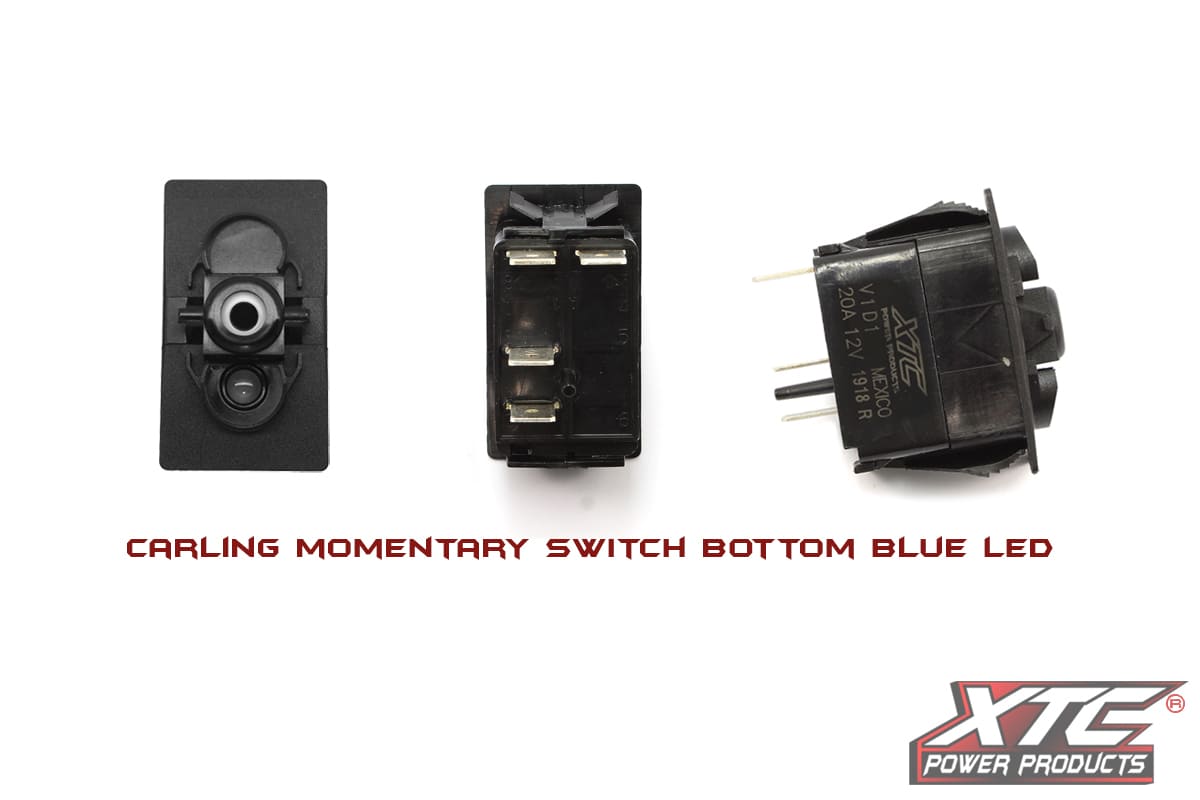 XTC ON/OFF Blue Bottom LED SPST Momentary Carling Switch