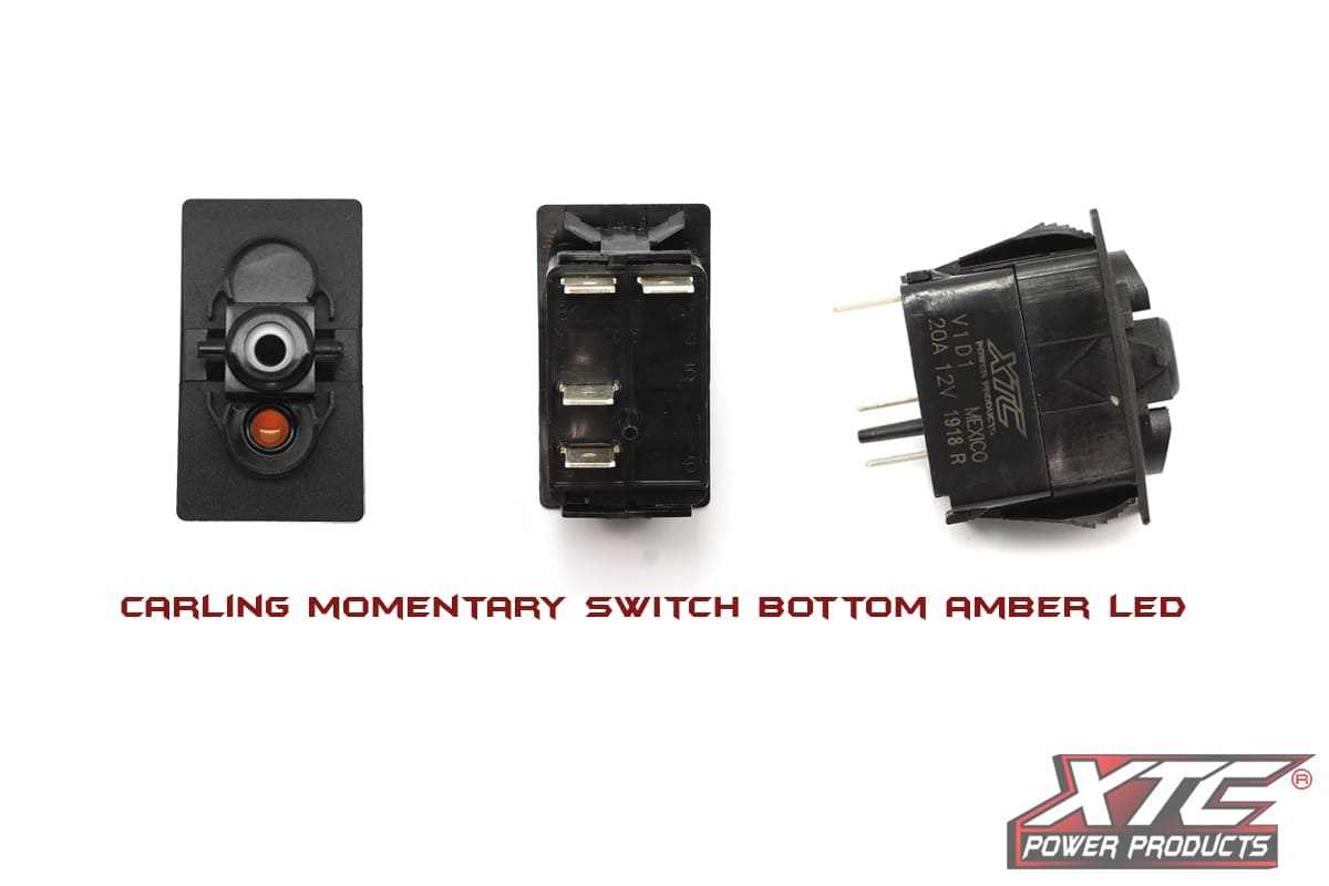 XTC ON/OFF SPST Momentary Rocker Switch w/ Amber Bottom LED