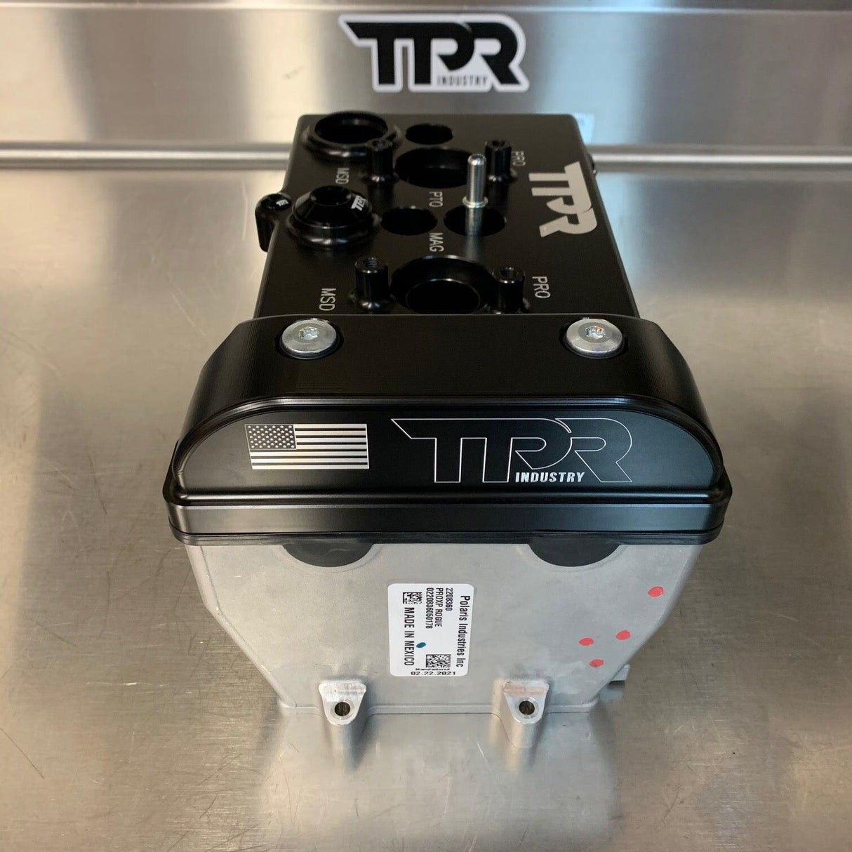 TPR Industry RZR Billet Valve Cover W/Oilers - Black