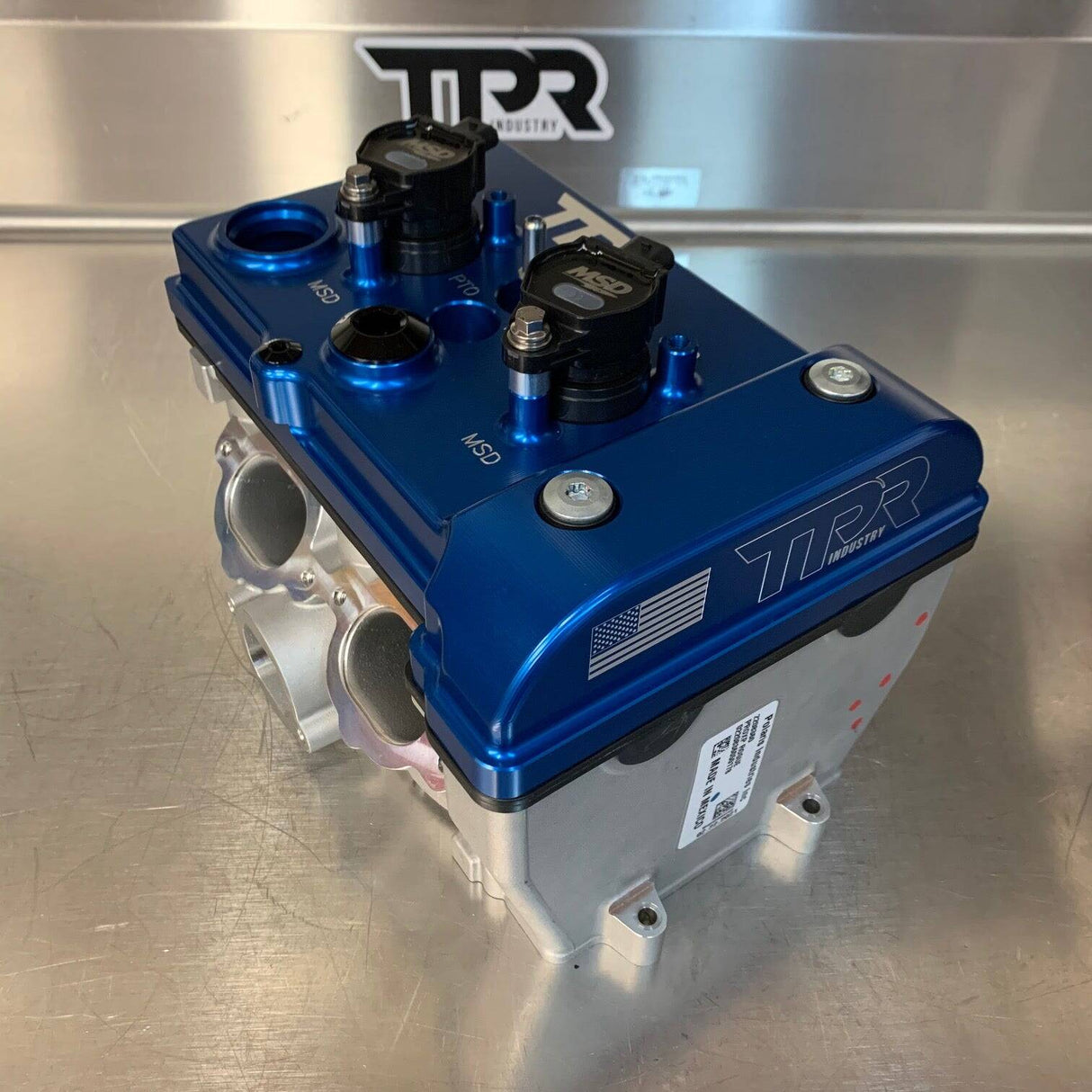 TPR Industry RZR Billet Valve Cover W/Oilers - Blue