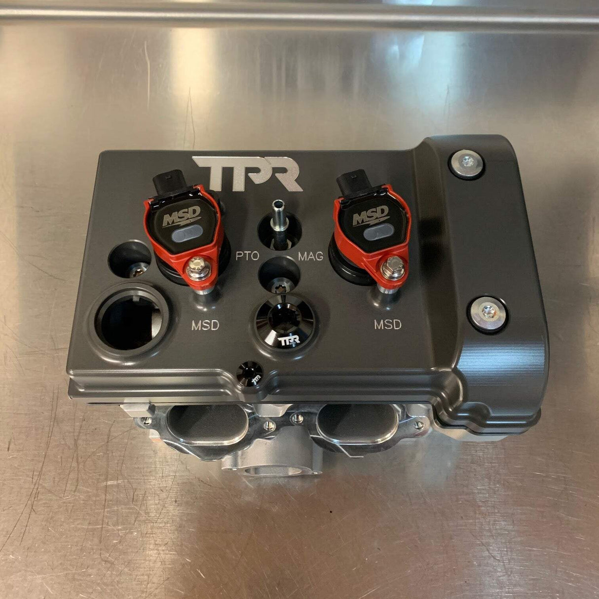 TPR Industry RZR Billet Valve Cover W/Oilers - Grey