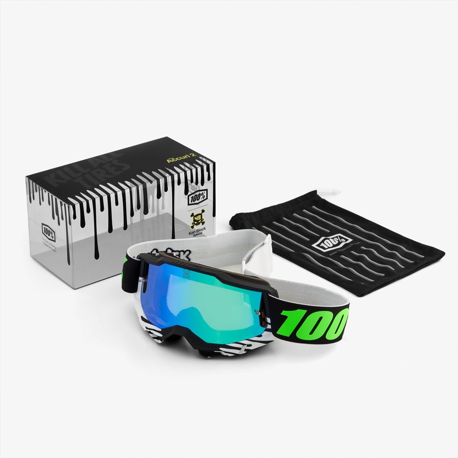 100% Accuri 2 UTV Goggles - KB43 SE - Blackdrip/Mirror Green Lens