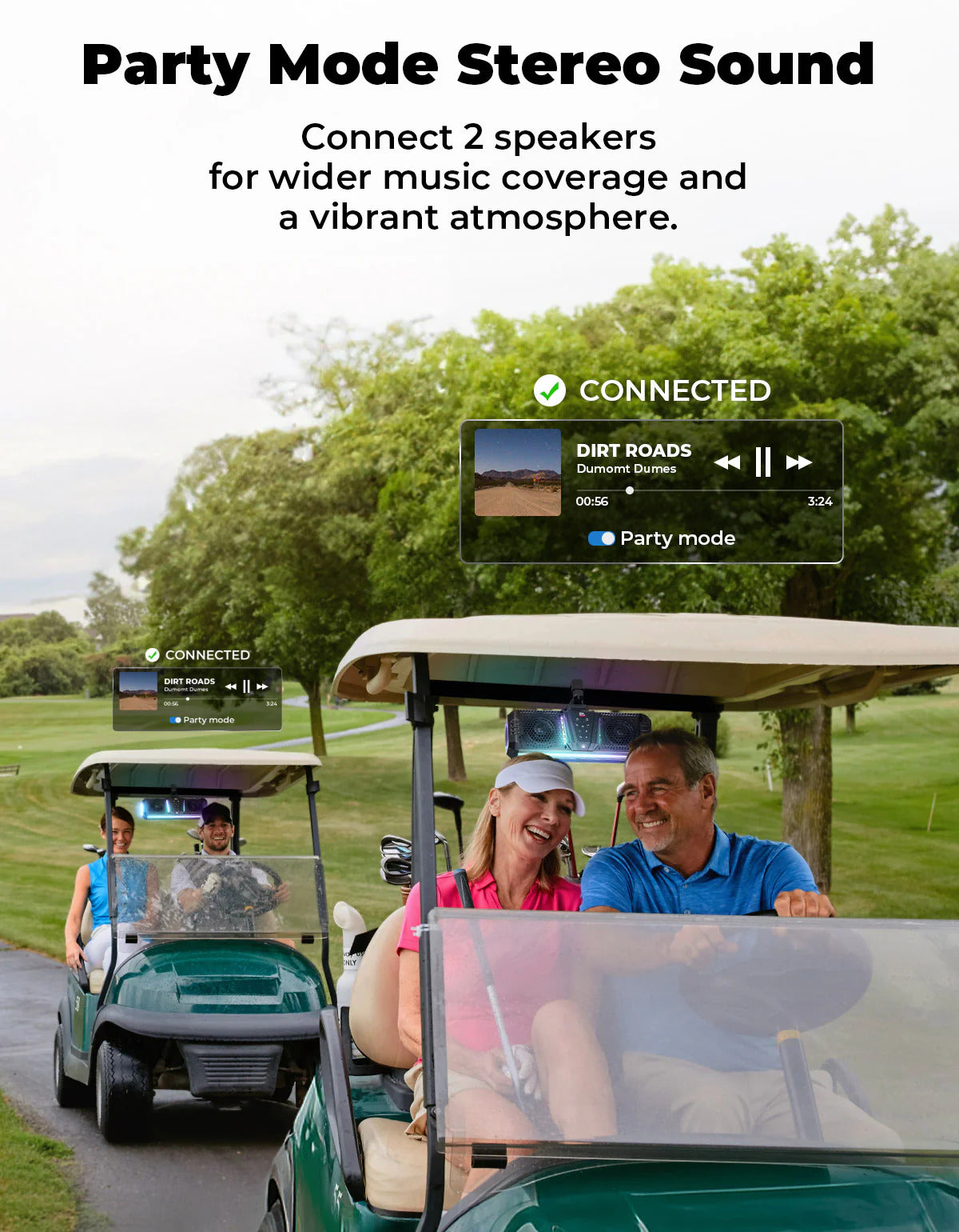 Kemimoto UTV Golf Cart Marine Boat Midnight 40 16'' RGB Bluetooth Sound Bar