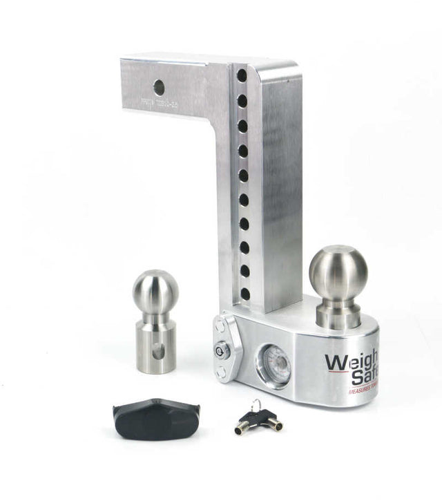 Weigh Safe 10in Drop Hitch w/Built-in Scale & 2.5in Shank (10K/18.5K GTWR) - Aluminum - WS10-2.5