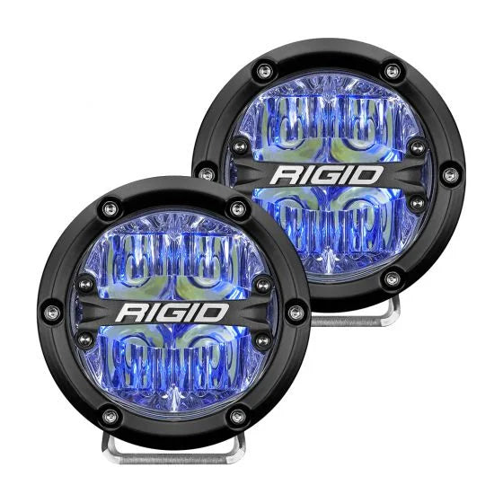 Rigid 360-Series 4" LED OE Off-Road Fog Light Drive Beam Blue Backlight | Pair