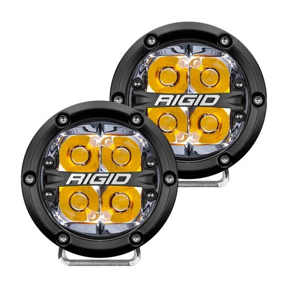 Rigid 360-Series 4" LED OE Off-Road Fog Light Spot Beam Amber Backlight | Pair