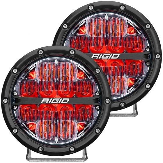 Rigid 360-Series 6" LED OE Off-Road Fog Light Drive Beam Red Backlight | Pair