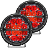 Rigid 360-Series 6" LED OE Off-Road Fog Light Spot Beam Red Backlight | Pair