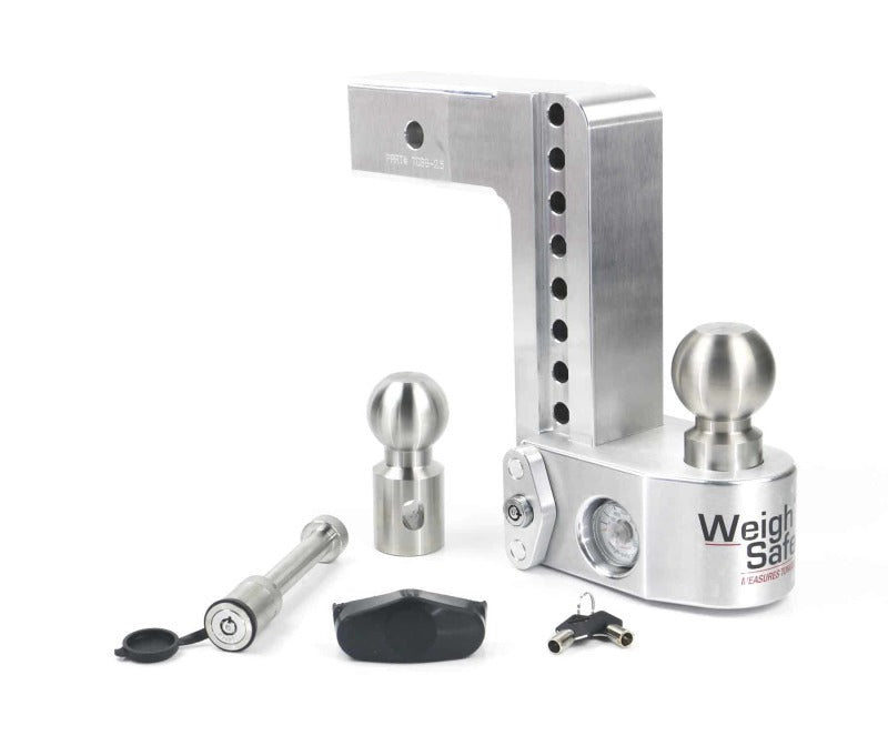 Weigh Safe 8in Drop Hitch w/Built-in Scale & 2.5in Shank (10K/18.5K GTWR) w/WS05 - Aluminum - WS8-2.5-KA