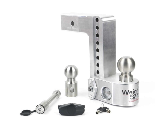 Weigh Safe 8in Drop Hitch w/Built-in Scale & 2.5in Shank (10K/18.5K GTWR) w/WS05 - Aluminum - WS8-2.5-KA