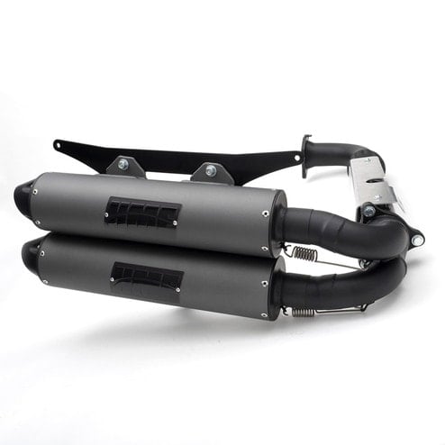 HMF Titan Quiet Series Dual Full Exhaust Polaris Pro XP/Turbo R - GunMetal