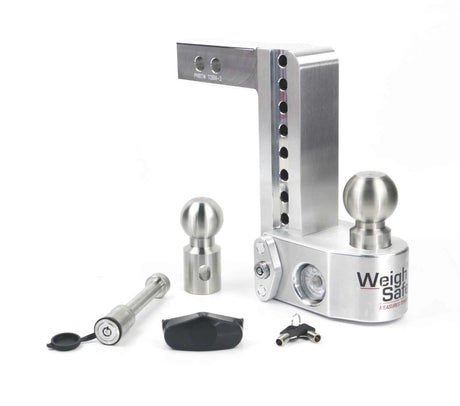 Weigh Safe 8in Drop Hitch w/Built-in Scale & 2in Shank (10K/12.5K GTWR) w/WS05 - Aluminum - WS8-2-KA