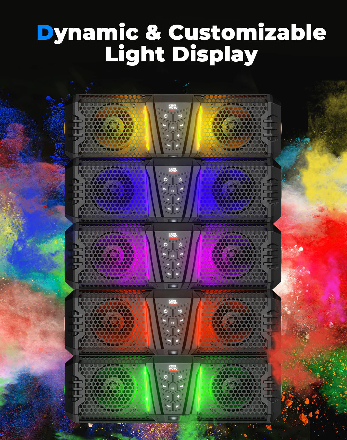 Kemimoto UTV Golf Cart Marine Boat Midnight 40 16'' RGB Bluetooth Sound Bar