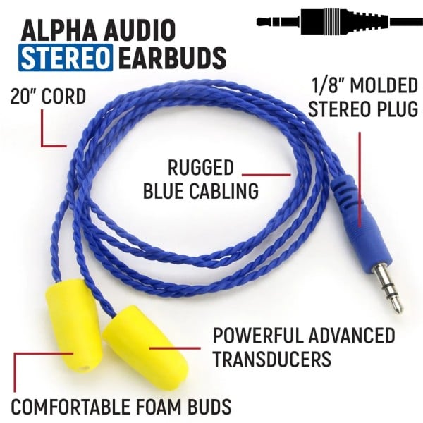 Rugged Radios AlphaBud Foam Earbud Speakers - Stereo