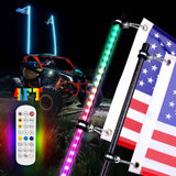 Kemimoto Polaris Ranger 4ft Black Limited LED Whip Light w/ RF Remote Control - 2Pcs